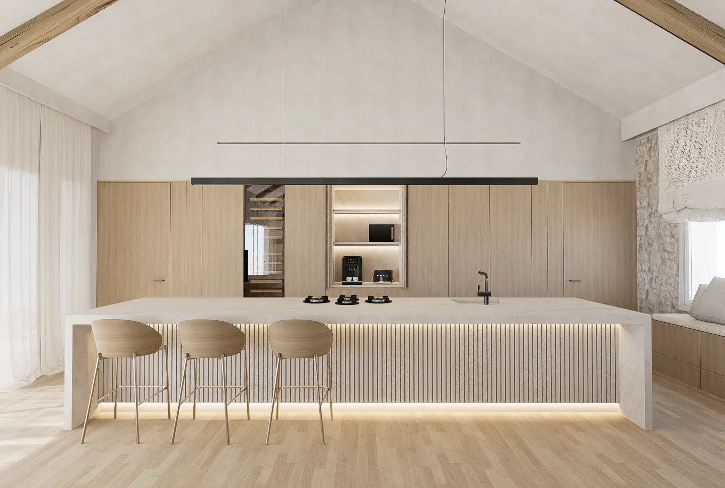 Overzicht van het interieur met hedendaags comfort
