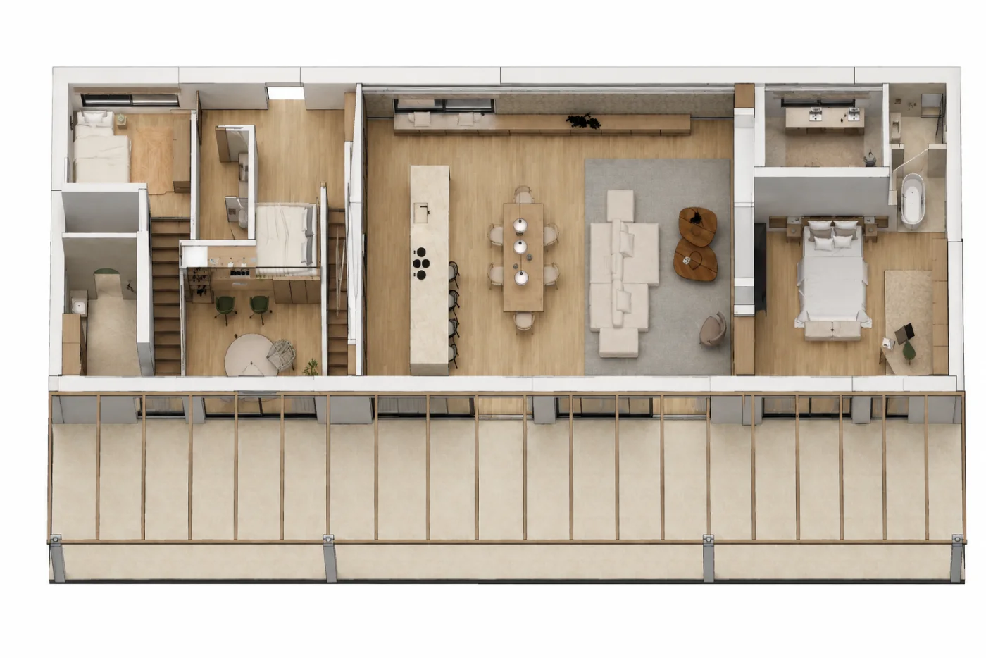 De plattegrond van het huis met de indeling van de ruimtes